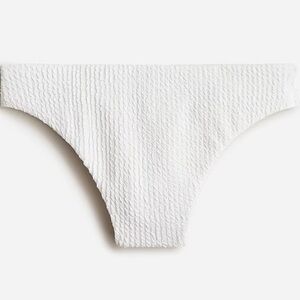NWT J. Crew White Scrunchie Textured Curved Waist Cheeky Bikini Bottom Sz M